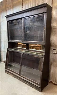 Antique Walnut Glass Display Cabinet Store Showcase Pharmacy Apothecary B • $3495