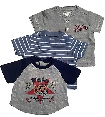 Ralph Lauren Baby Boys Girls T Shirt Printed  Bonus 3 Pack Age 3 Mths Gift • £14.99