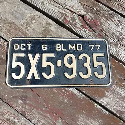 1977 Missouri 6 BL MO TRUCK License Plate -  5X5 935  (white On Black) • $9.50