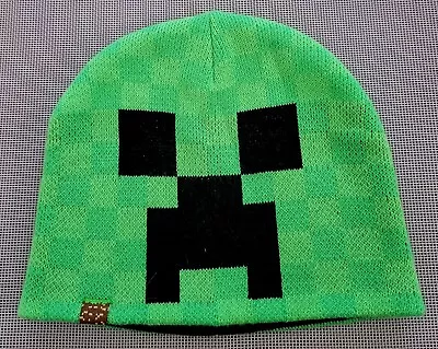 Minecraft JINX Men's Green Creeper Knit Beanie Acrylic Winter Hat Cap Sz: Sm/med • $14.99