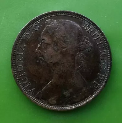 1889 Victoria Bun Penny Coin Bronze #2809 • £17