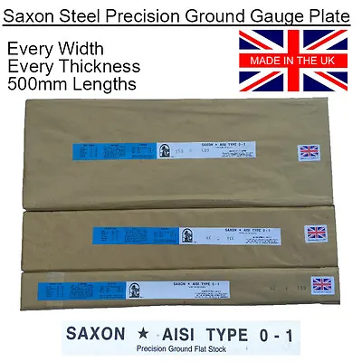 Ground Flat Stock Gauge Plate O1 Steel. Every Metric Thickness + Width X 500mm • £25.19