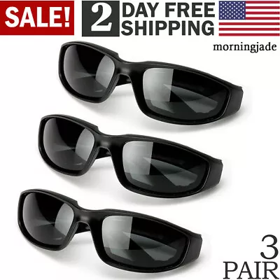 3pcs Chopper Foam Padded Motorcycle Riding Glasses Sunglasses Windproof Goggles • $9.78