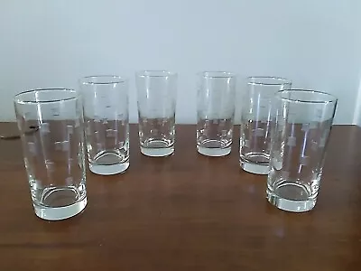Vintage Set Of 6 Clear Glass - 12oz  5.5  Tall Drinking/Tumblers Glassware • $10.99