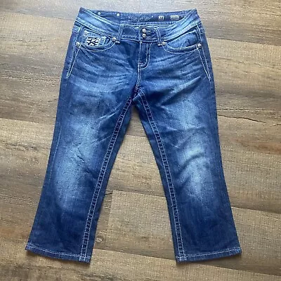 Miss Me Jeans Womens 30 Blue Easy Capri Medium Wash Denim Tag 28 Measures 30x22 • $14.88