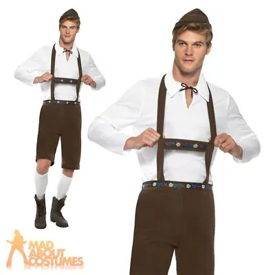 £28.99 • Buy Mens Oktoberfest Costume Bavarian Man Beer Lederhosen German Fancy Dress Outfit