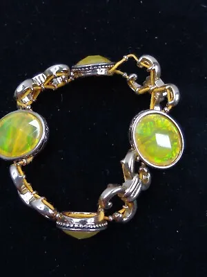 Vintage Metal Bracelet With Resin Stone - Gold Tone • $19.99