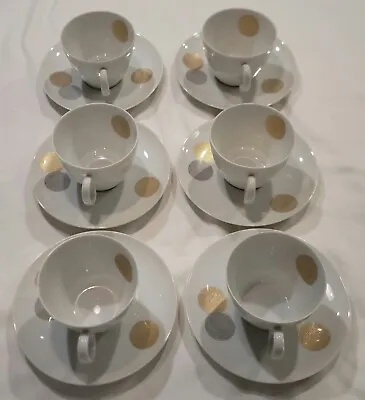 $99 • Buy Mid Century Raymond Loewy Rosenthal COINS Coffee/Tea Cups & Saucers Set Of 6