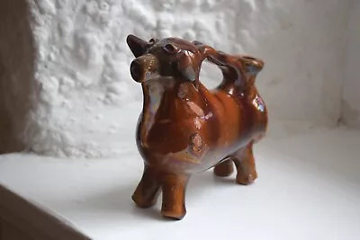 RARE Vintage Cuenca Red Clay Pottery Bull Cow Creamer Treacle Glaze Milk Pourer • £45