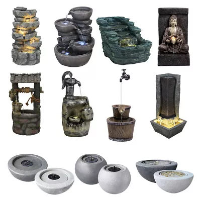 £139.99 • Buy Garden Water Feature Fountain With LED Lights Outdoor - Cascading Barrel