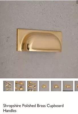 Shropshire Polished Brass Cupboard Handles - SQUARE CUP PULL • $9.99