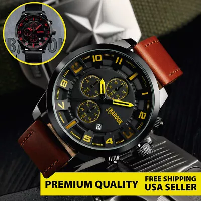 Fashion Watch Luxury Waterproof Men Quartz Leather Band Business Wristwatch • $22.49