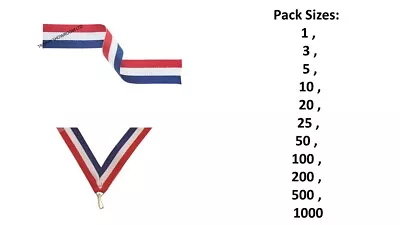 Red White Blue Medal Ribbons With Clip Lanyards Sports Medals 22mm Wide • £1.95