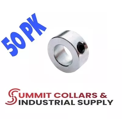 1/4  Bore Solid Shaft Collar (50 PCS) - Zinc Plated - Set Screw - CZ-25 • $27.49