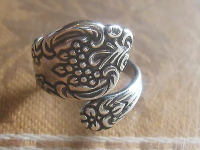 Handmade Usa  Vintage Antique  Adjustable Silver Spoon Ring Sizes   5-10    • $12.99