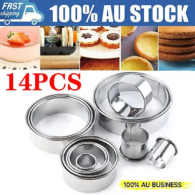 14x Baking Cake Cutter Cookie Stainless Steel Round Fondant Biscuit Mold Pastry • $14.35