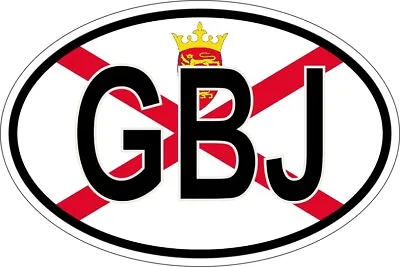 Sticker Oval Flag Vinyl Country Code GBJ Jresey • £3.30