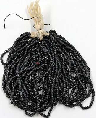 Mini Master Hank Vintage Antique Czech Glass Seed Beads Jet Black 9/0 3-Cuts • $19