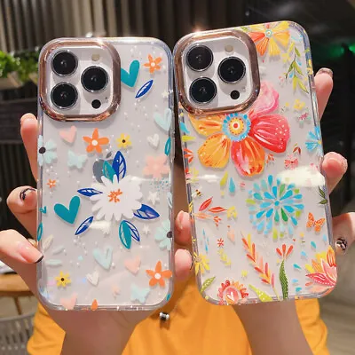 Luxury Flower Floral Phone Case Clear Hard Cover For IPhone 15 14 13 12 Pro Max • £4.79