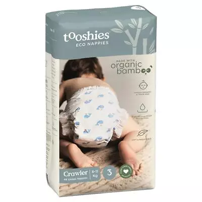 Tooshies Eco Nappies With Organic Bamboo Size 3 Crawler 6-11kg 44 Pack • $24.99