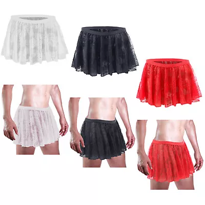 Mens Sissy Clubwear Nightwear Mini Lace Skirt Lingerie Cross-Dressing Pleated • $8.90