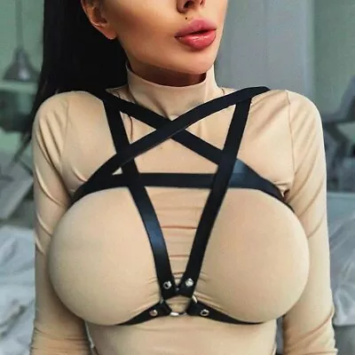 Leather Harness Women Bra Cage BDSM Bondage Belts Garter Stockings Sexy Lingerie • $15.99