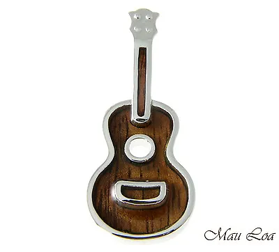 $15.99 • Buy Koa Wood Hawaiian Ukulele Guitar Rhodium Silver Plated Brass Silde Pendant