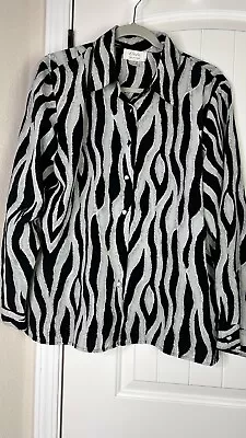 Voir Collection Women's XL Sheer Animal Print Button Up Blouse Mob Wife Career • $23.99