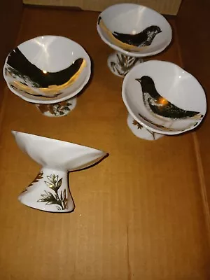 Lot Of 4 White W/ Gold Mini Pedestal Dishes BIRDS Rosanna China • $5