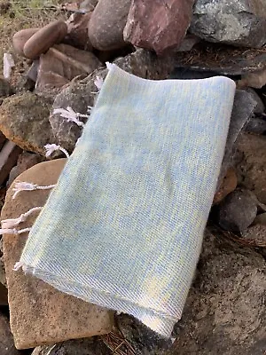 Handmade Himalayan Soft Yak Wool Scarf From Nepal - Sky Blue Light Yellow • $30
