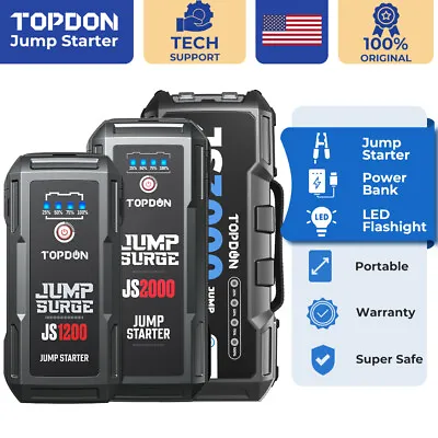 TOPDON JS Series Car Jump Starter Booster Jumper Box Power Bank Battery Charger • $83.99