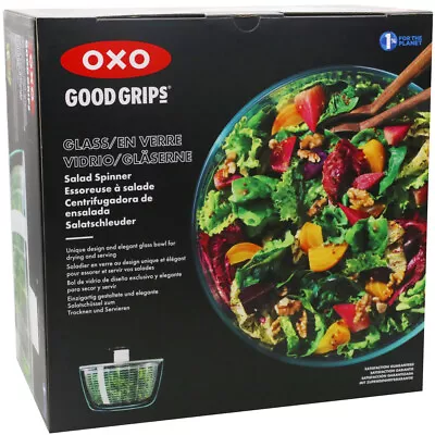 OXO Salad Spinner Glass Good Grips Non Slip Handle And Base Dishwasher Safe • £56.10