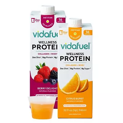 2 Pack Vidafuel Wellness Protein Drink Berry Delight & Citrus Burst 32oz Each • $48.62