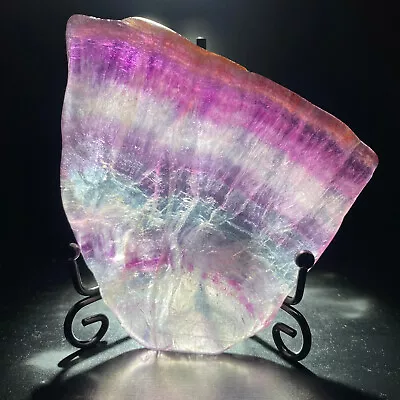 191g Natural Colored Fluorite Slice Quartz Crystal Flake Mineral Specimen +Stand • $6.50