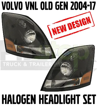 $350 • Buy Volvo VNL 04-7 Black Projector Headlight  Halogen Set Left Right Semi Truck 