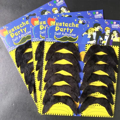 12pcs Self Adhesive Tash Black Fake Mustache Mexican 70's Stick Mustache Beard • $3.19