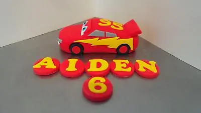 £23 • Buy Handmade Edible Fondant Lightning McQueen Car  - Unofficial - Cake Topper 