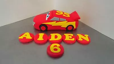 Handmade Edible Fondant Lightning McQueen Car  - Unofficial - Cake Topper  • £23