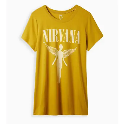 Torrid 5 (5X 28) Nirvana In Utero Angel Yellow Gold Tunic T Shirt Classic Fit • $77.28