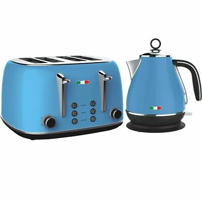 Vintage Electric Kettle And Toaster Combo Stainless Steel Not Delonghi -Sky Blue • $149.99