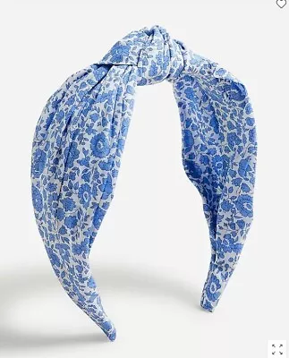 New J Crew Liberty Print Blue Ivory Floral Cotton Knotted Headband 1  Width • $24.99