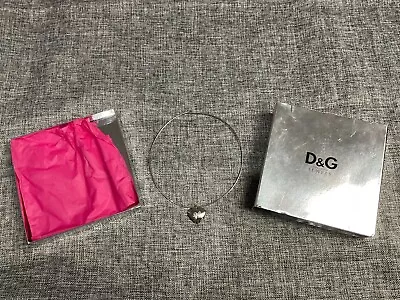 Dolce & Gabbana D&G Silver Toned Heart Logo Choker Necklace • £150