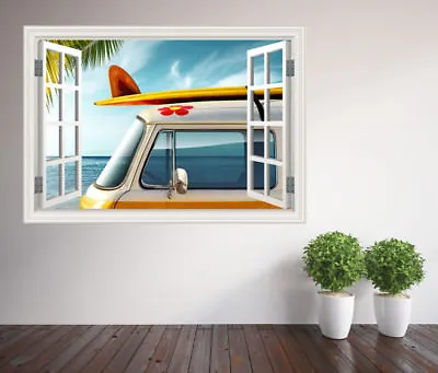 £32.99 • Buy Camper Van Beach Surfing Window Wall Sticker Wall Mural (6582453ww) Surf Bus