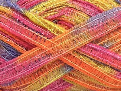 Ice PONTUS Yarn #65307 RAINBOW PLAYFUL Self-Striping METALLIC RIBBON 50 Grams • $9.19