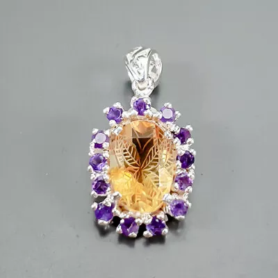 Unique Natural Citrine Pendant 925 Sterling Silver  /NP34860 • £6.48