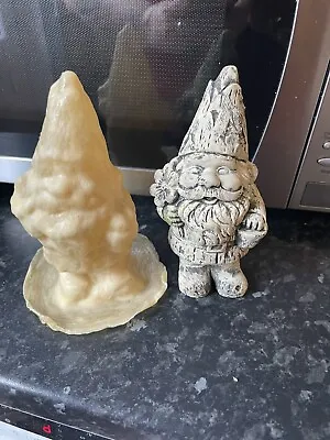 Rubber Latex Mould Garden Gnome Holding Flower Plaster Concrete Craft Mold • £9