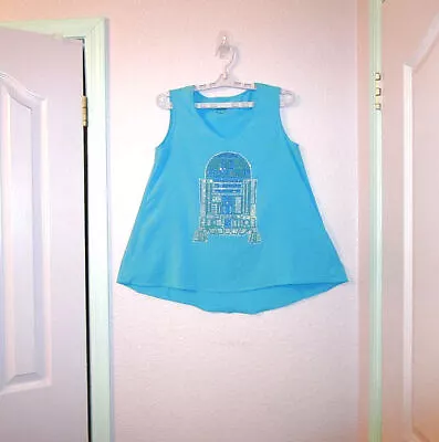 Disney Parks R2D2 Rhinestones Size XS TANK Top STAR WARS Bling SCOOP Sleeveless • $6.77