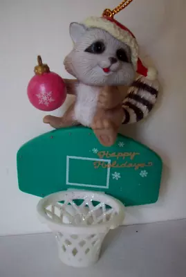 Raccoon Basketball Player Lustre Fame Christmas Ornament 1995 • $12.99