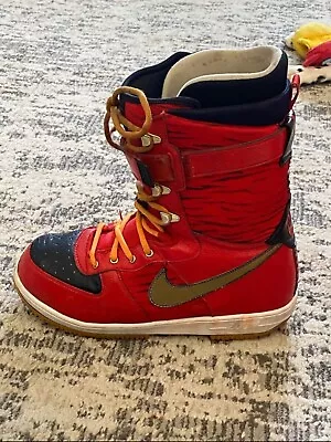 NIKE Zoom Force One ZF-1 Snowboard Boots Mens 11.5 Tiger Rabbit Red Vintage ‘09 • $200