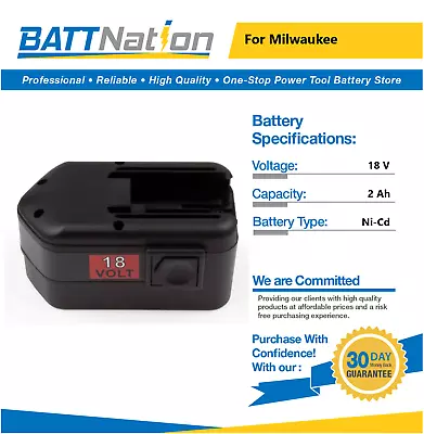 18V 2Ah NiCd Battery For Milwaukee 48-11-2230 48-11-2200 48-11-2232 • $34.45